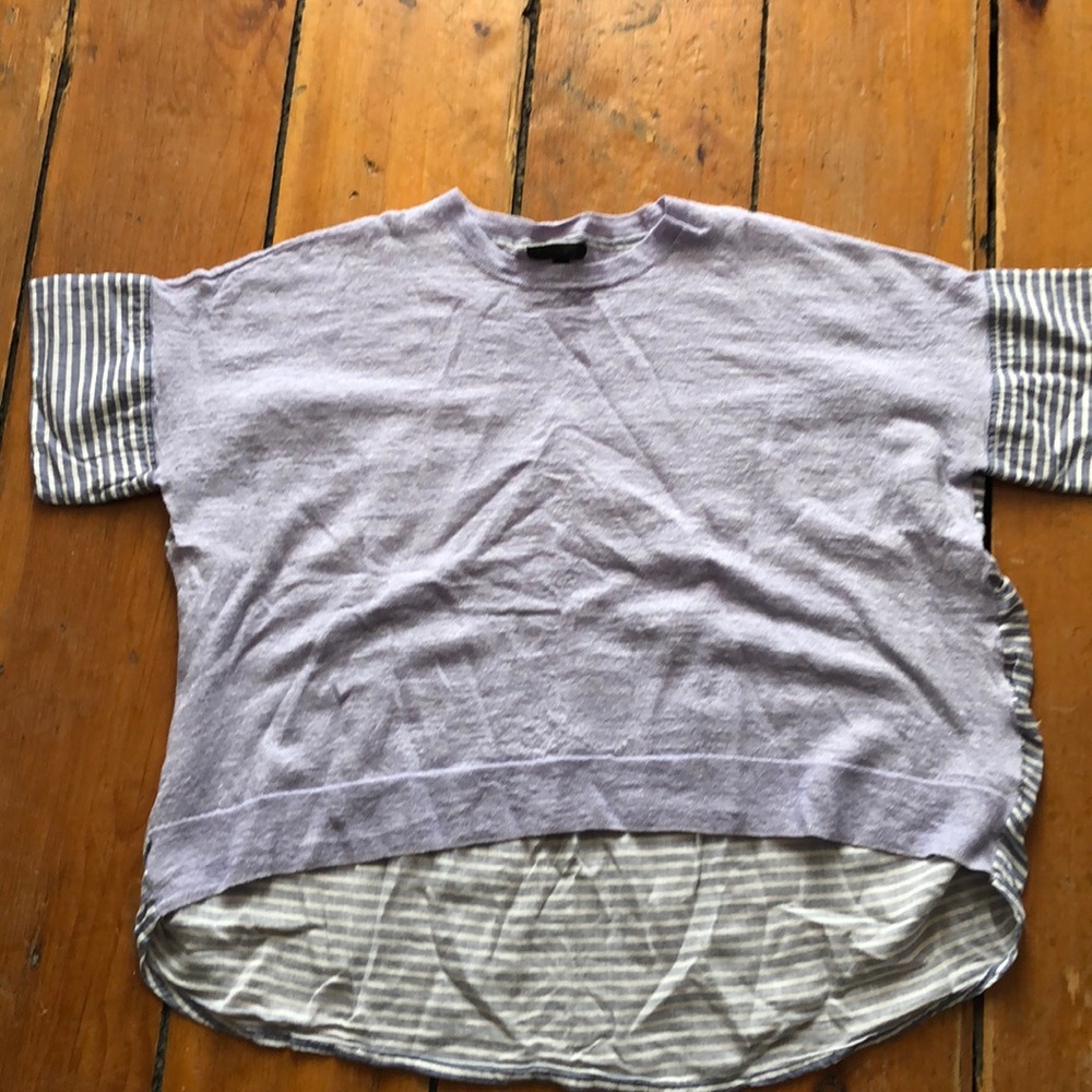 Linen and wool mixed media hi-Lo top